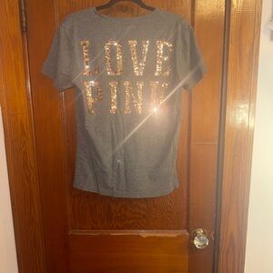 Victoria's Secret PINK - ‘Bling Campus‎ Perfect Crew T’ - Sequins "LOVE PINK"